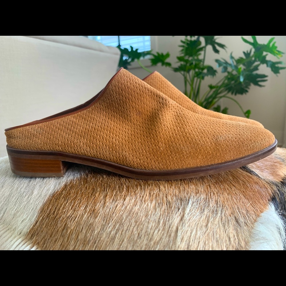 Aquatalia Cognac Tan Fife SuedeMules